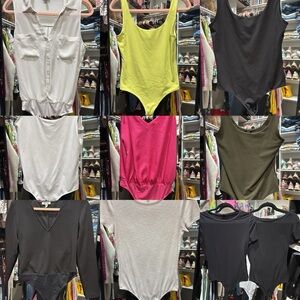 Express Women's Bodysuit Collection - White, Yellow, Black, Pink, Olive, Gray